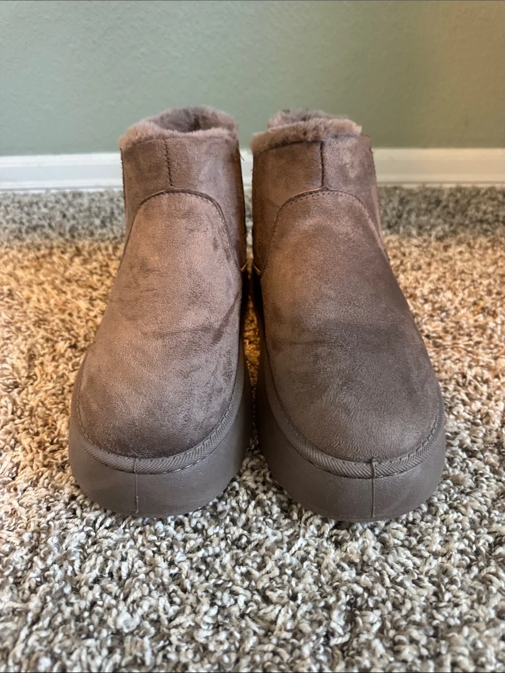 Women's Brown Faux Suede Insulated Winter Chelsea Boots